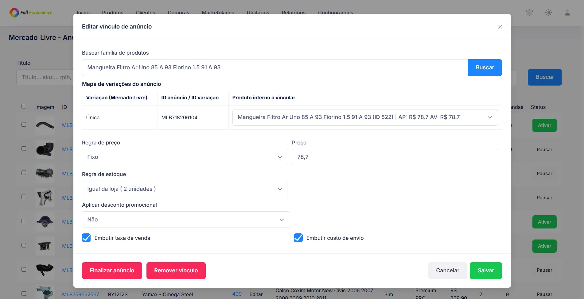 Configuração Mercado Livre