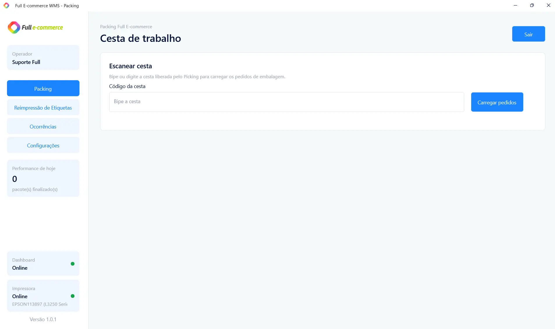 Packing Windows - conferência de pedidos